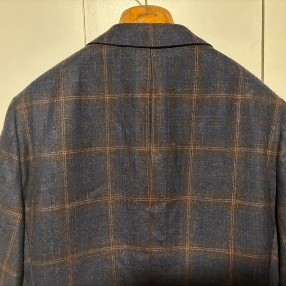$1600 Hickey Freeman Wool Silk Linen Check Sport Coat / Blazer - 39 (38/40) - Picture 12 of 13